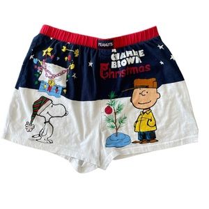 Charlie Brown Christmas Peanuts Cotton Boxer Cute Pajama Sleep Shorts Mens Large
